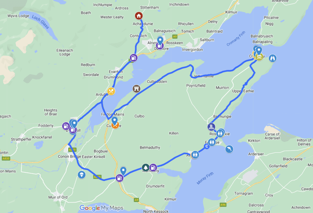 Day-1: trip Itinerary Cromarty MyMaps